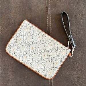 Jewell Cream and Tan Clutch